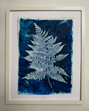 Load image into Gallery viewer, Blue and white fern print A3