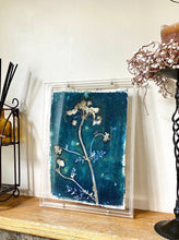 Load image into Gallery viewer, Hemlock botanical art print in shades of blue