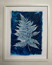 Load image into Gallery viewer, Blue and white fern print A3
